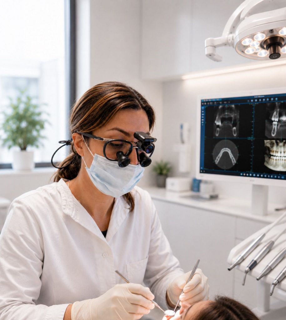 Dr. Dr. Shideh Ashoori-Himmel von Zahnarztpraxis Himmel in Bergisch Gladbach während der Behandlung mit Patient